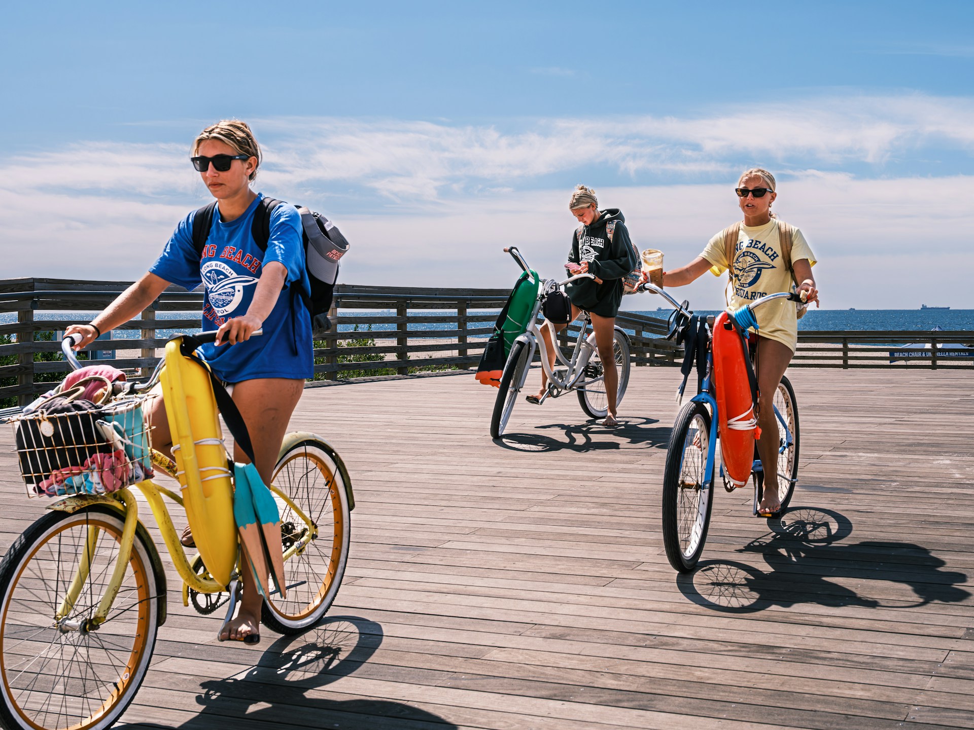biking on the boardwalk